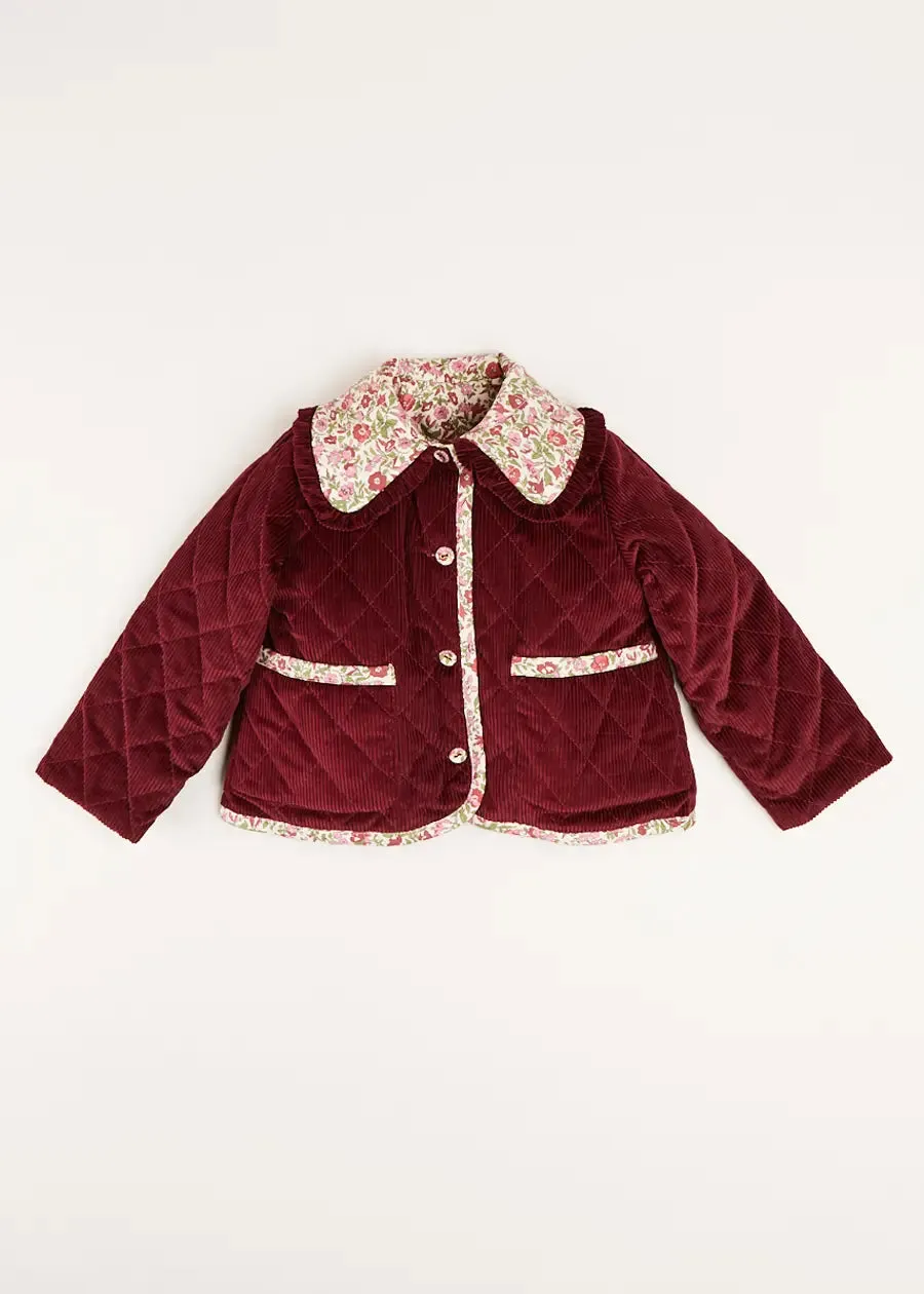 Daphne Floral Reversible Corduroy Jacket in Pink (4-10yrs)