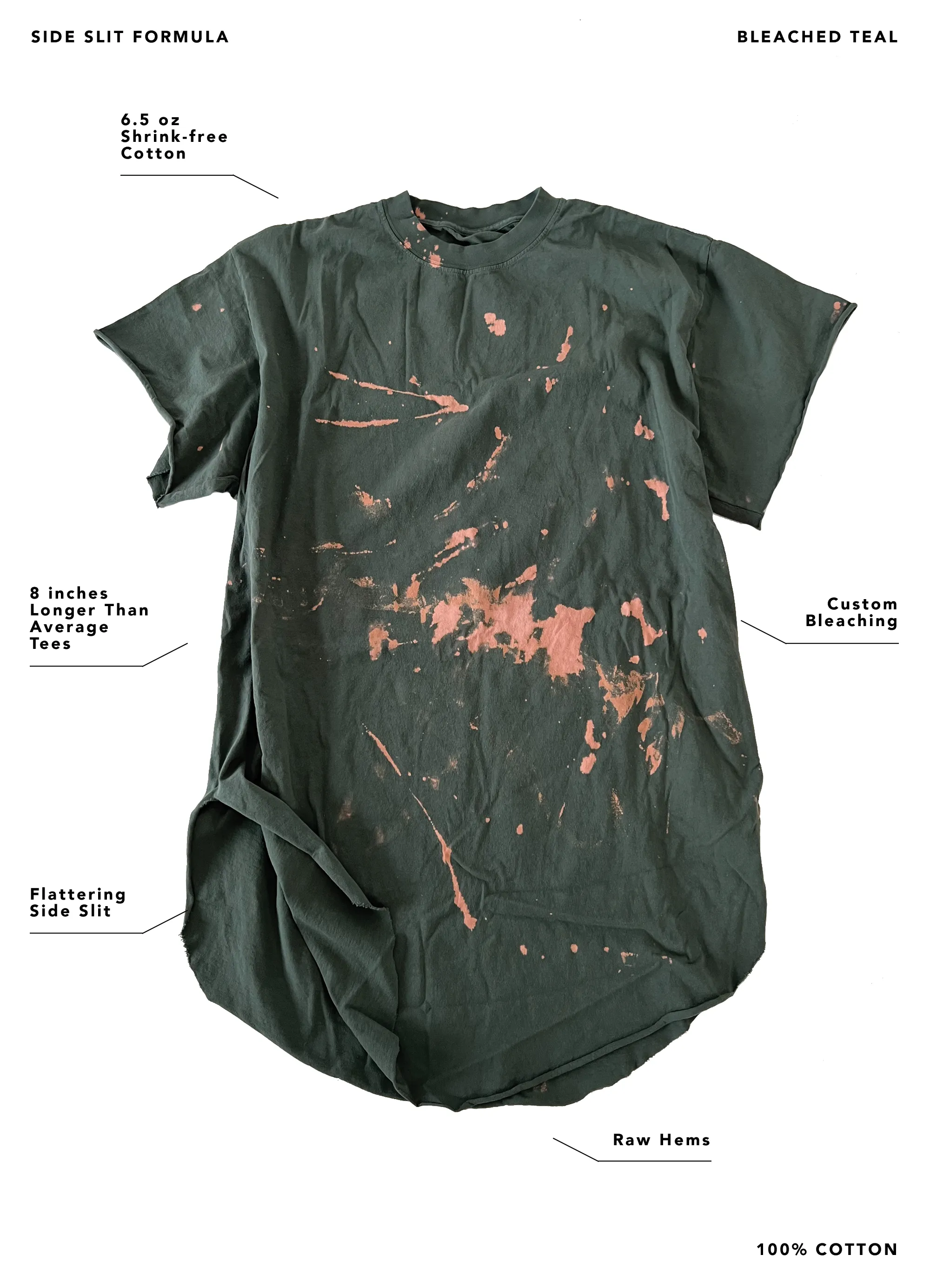 DEATH BEFORE DECAF BLEACHED OUT SIDE SLIT TEE