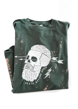 DEATH BEFORE DECAF BLEACHED OUT SIDE SLIT TEE