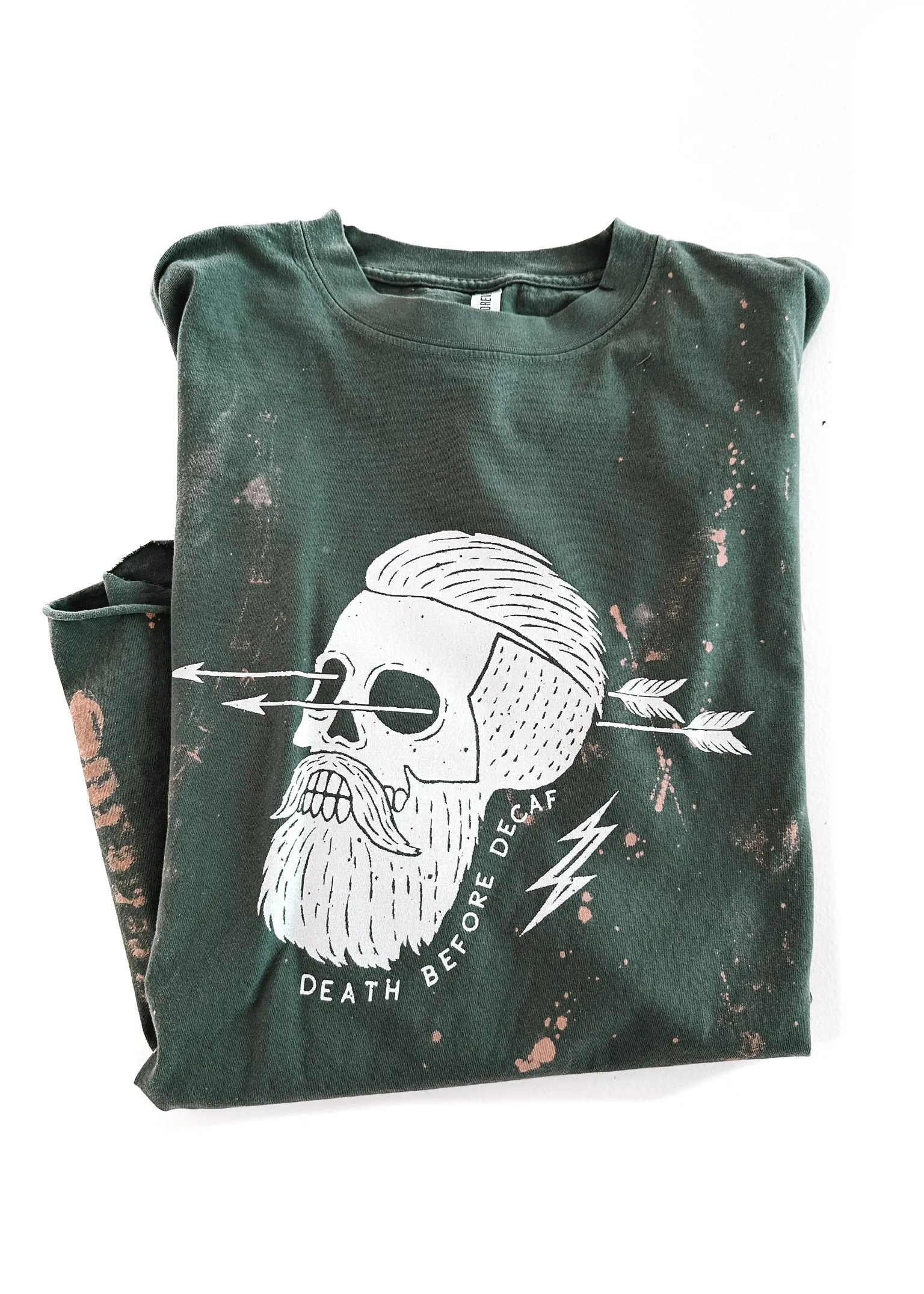 DEATH BEFORE DECAF BLEACHED OUT SIDE SLIT TEE