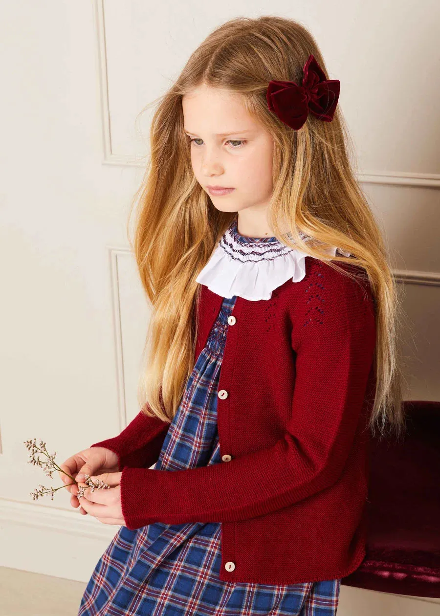 Eaton Checked Handsmocked Short Sleeve Dress in Navy (12mths-10yrs)