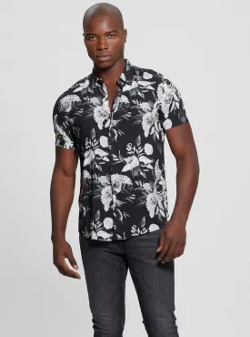Eco Black Rayon Floral Shirt