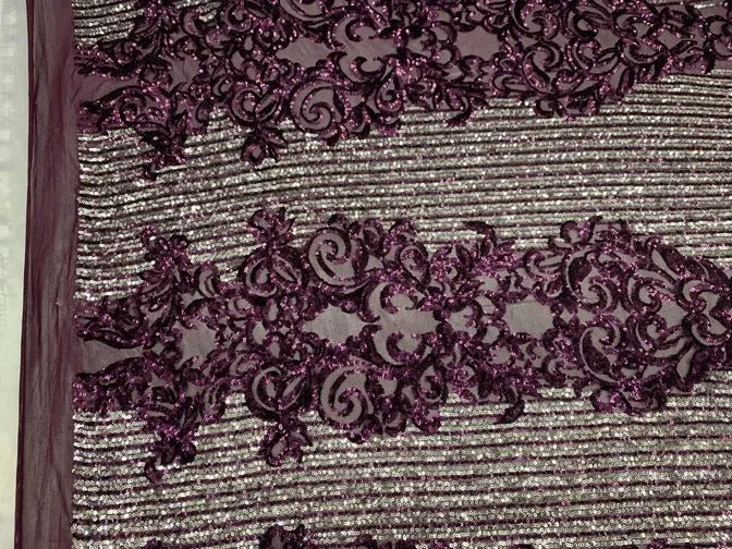 Elegant French Power Spandex Stretch Mesh Lace Sequin Fabric By The Yard