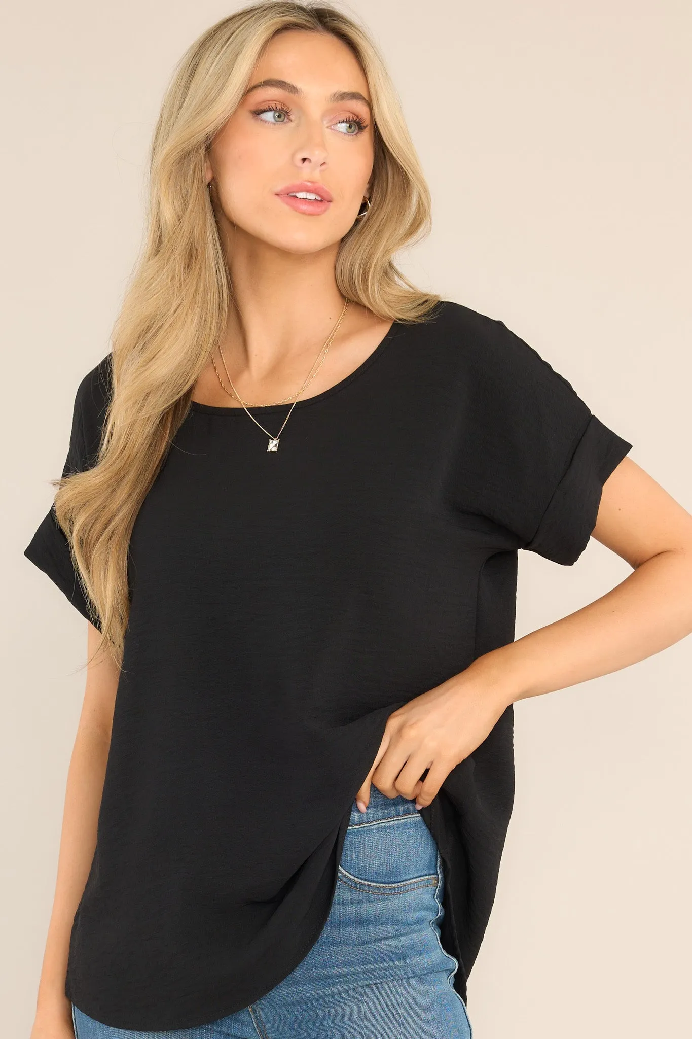 Elevated Classic Black Short Sleeve Top