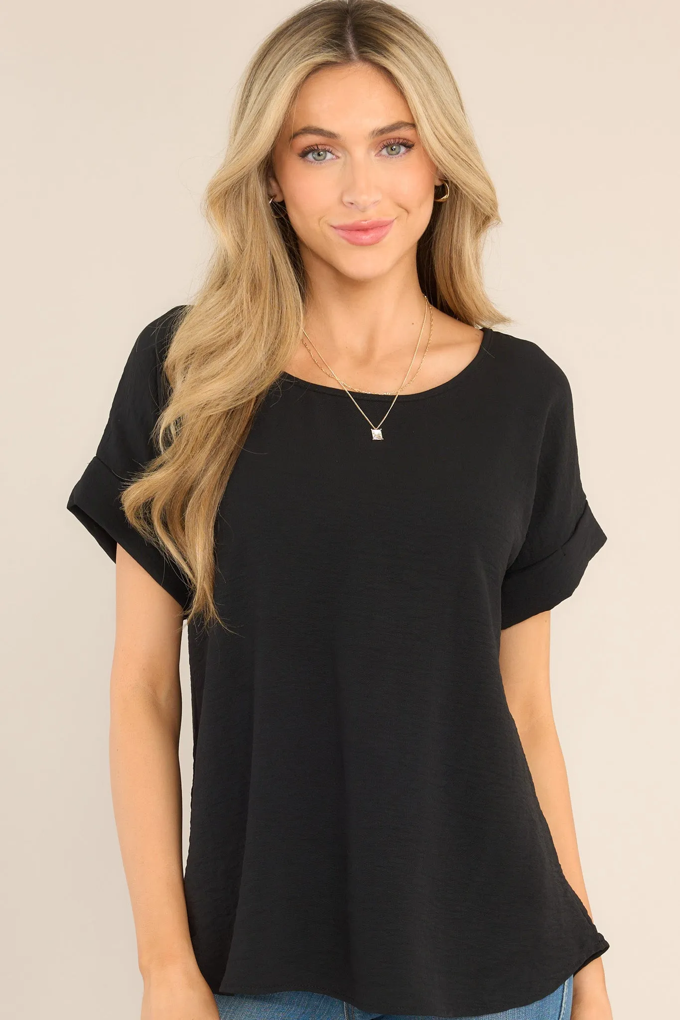 Elevated Classic Black Short Sleeve Top
