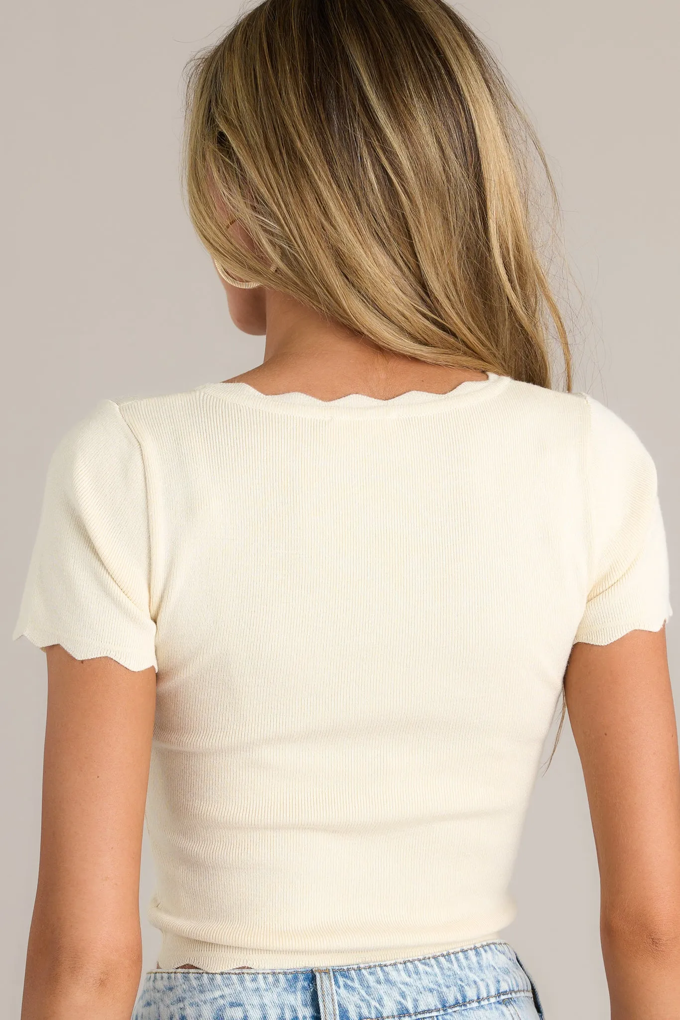 Eternal Radiance Ivory Scallop Crop Top
