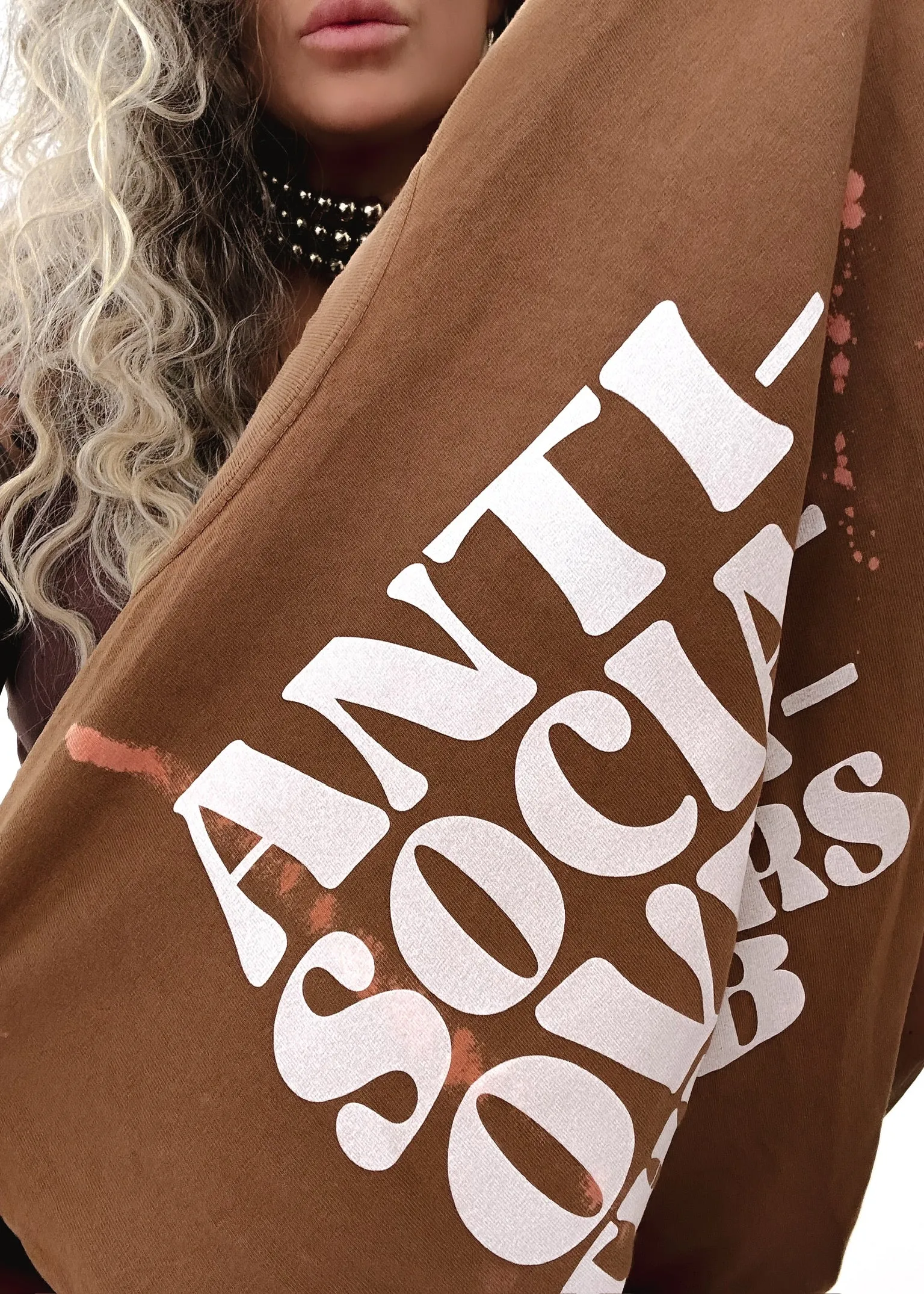 FINAL SALE: ANTISOCIAL OVERTHINKERS CLUB BLEACHED OUT SIDE SLIT TEE