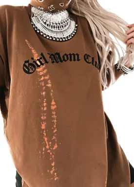 FINAL SALE: GIRL MOM CLUB BLEACHED OUT SIDE SLIT TEE