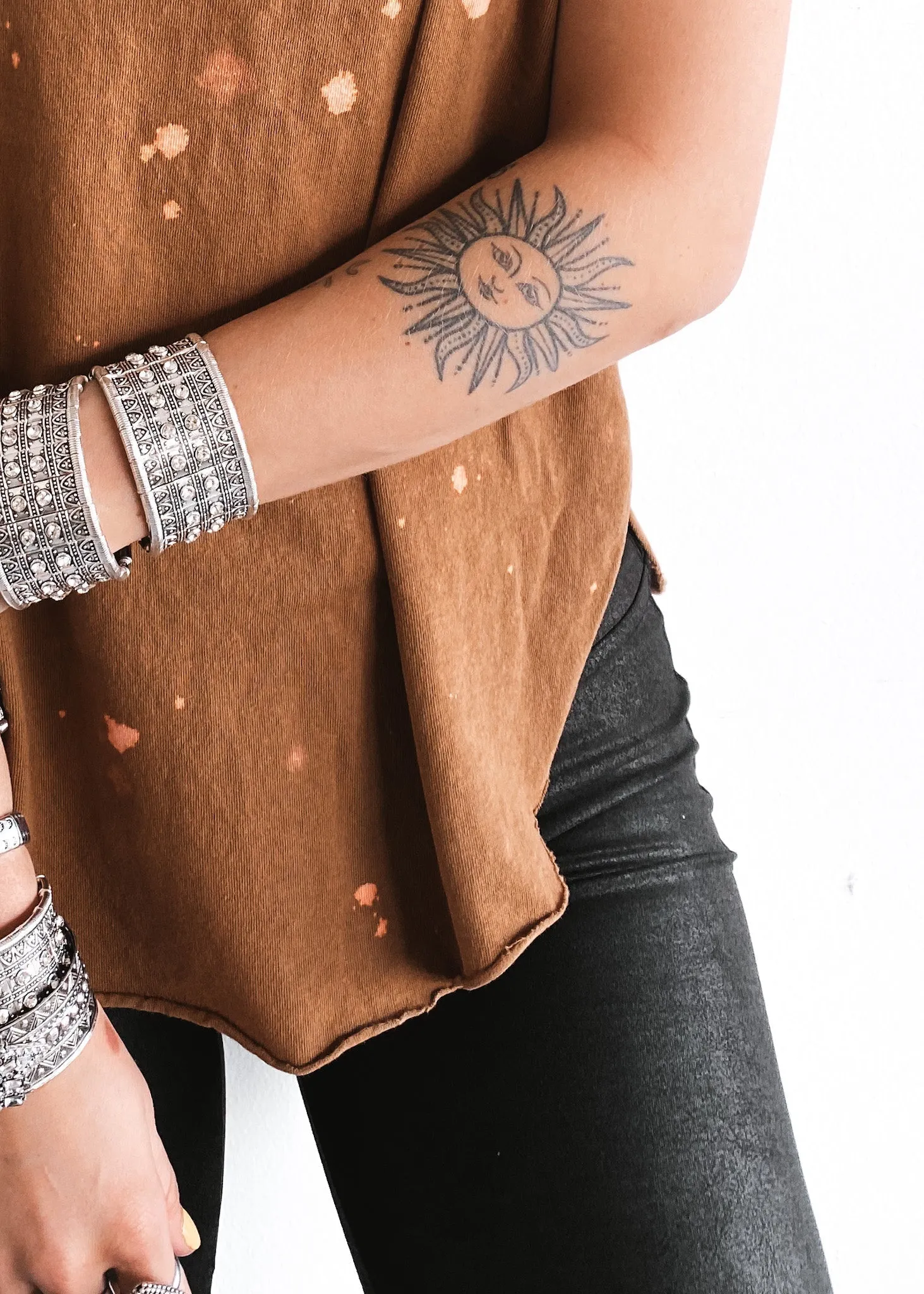 FINAL SALE: GIRL MOM CLUB BLEACHED OUT SIDE SLIT TEE