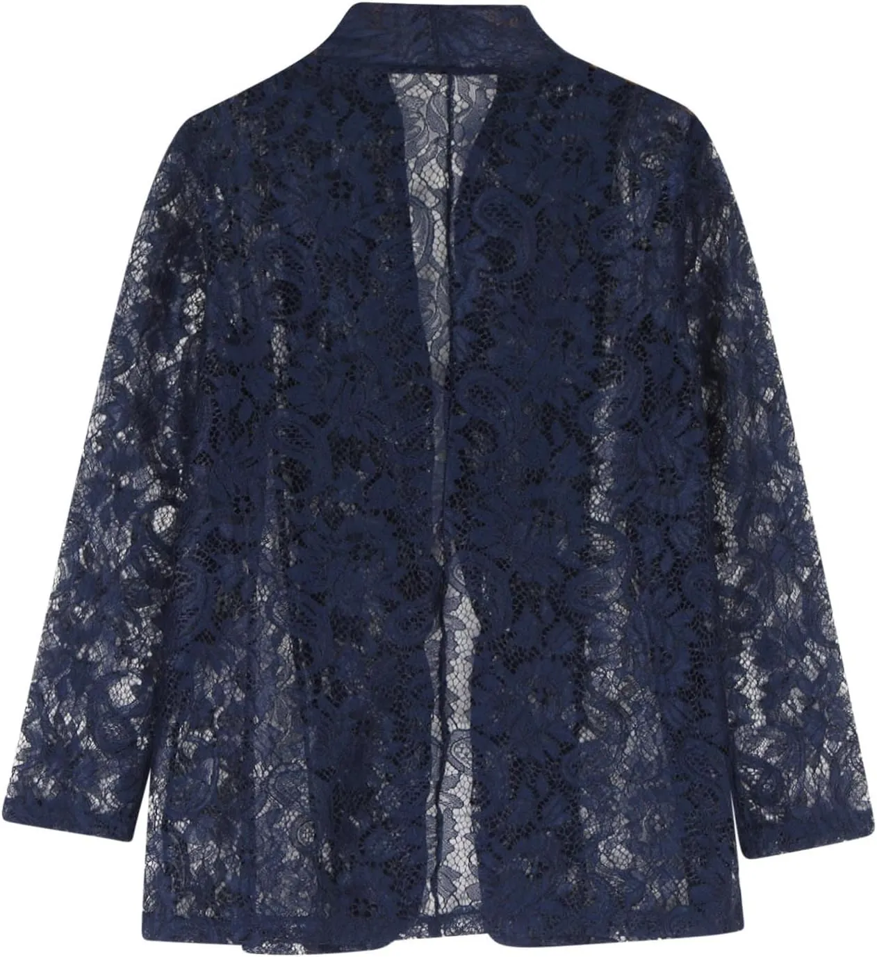 Firzero Black Blazer Jacket for Women Solid Color Sheer Lace Jacket Blazer Long Sleeve Open Front Button Casual Jacket