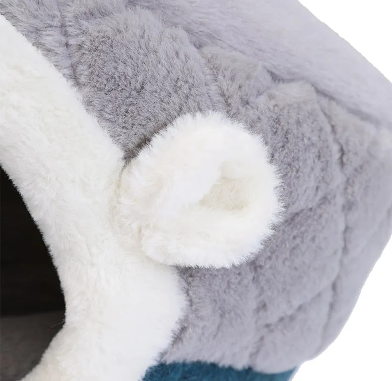 Fluffy Ears Comfy Convertible Cat Cave With Cooling Mat