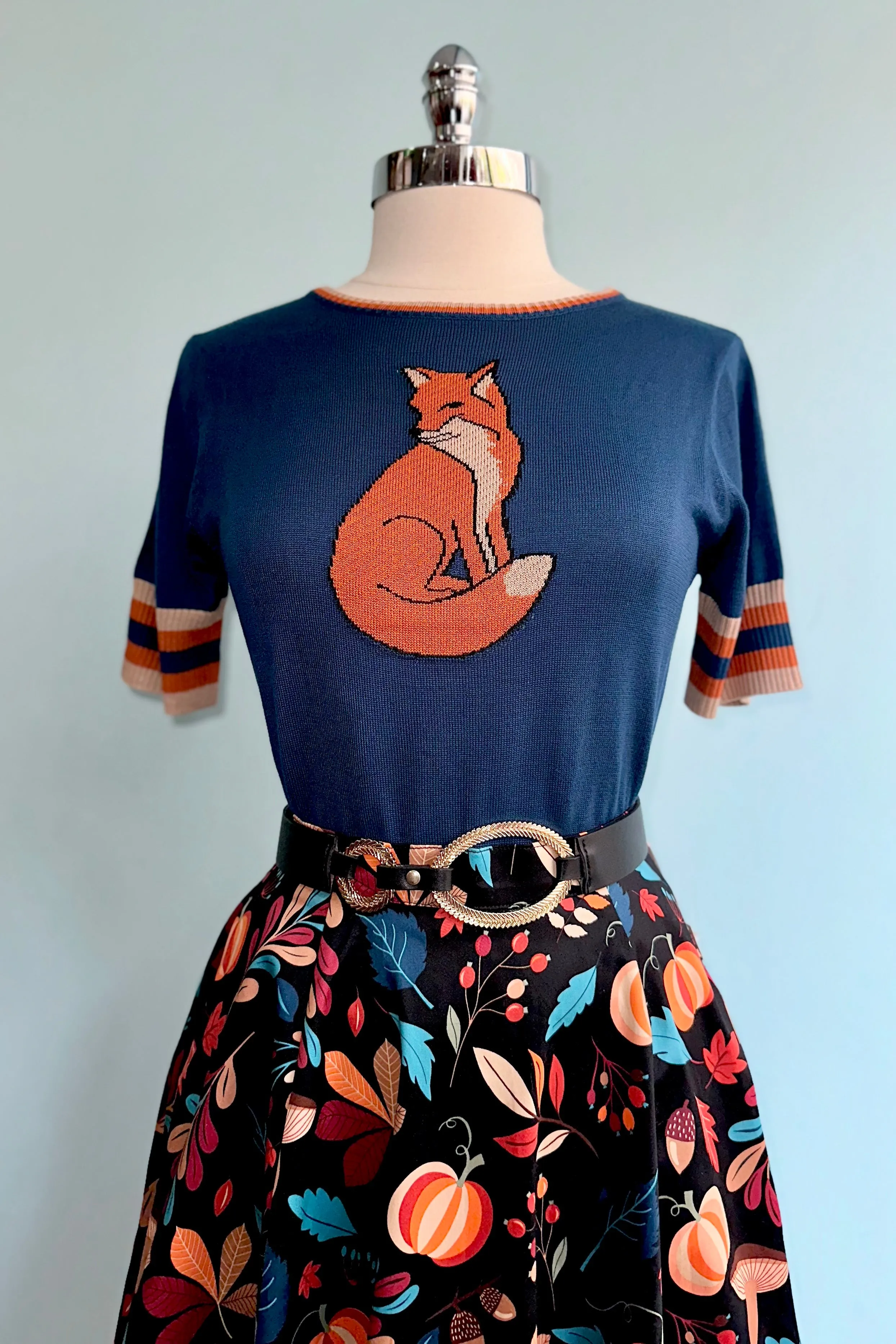 Foxy Knit Pullover Sweater in Blue by Voodoo Vixen