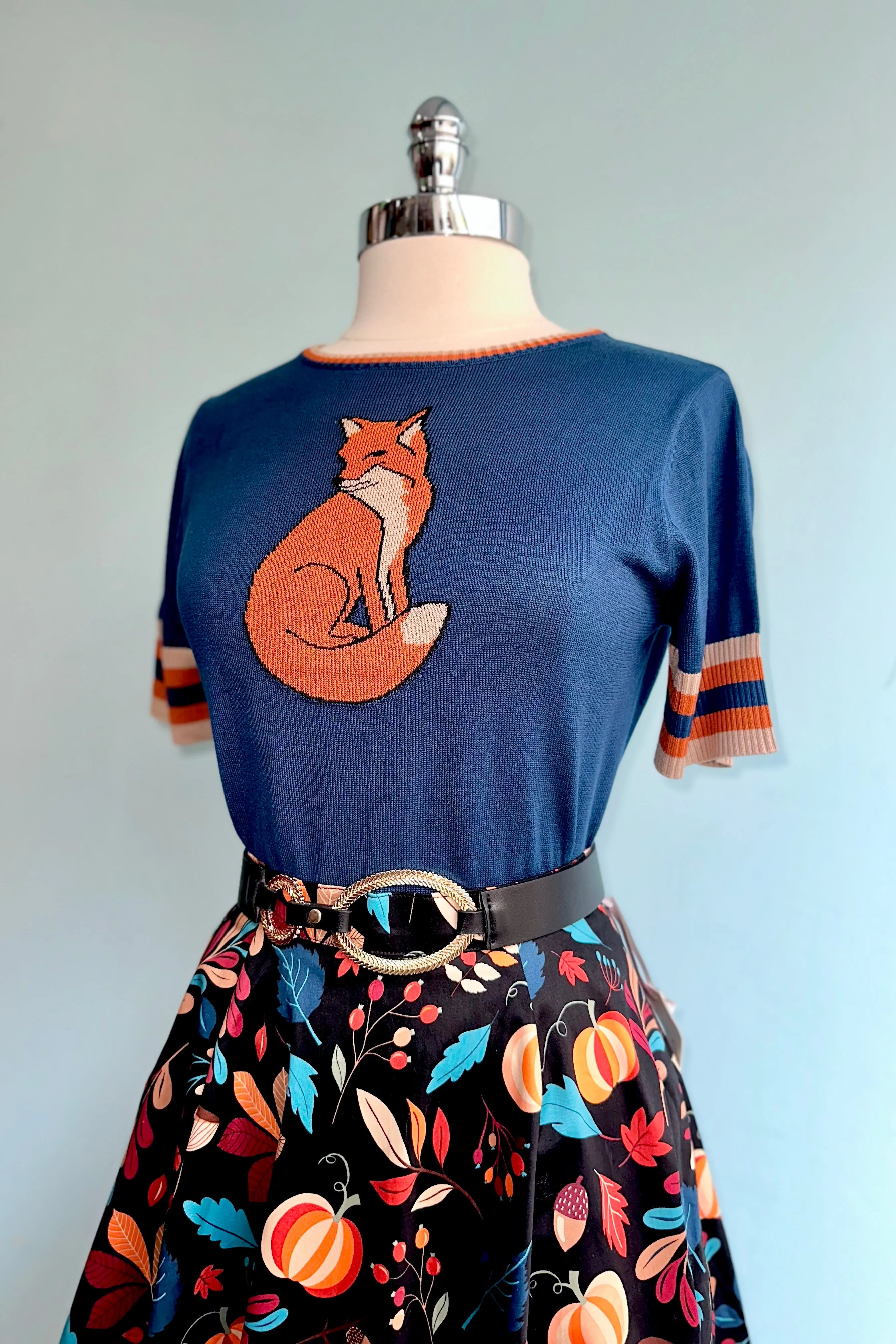 Foxy Knit Pullover Sweater in Blue by Voodoo Vixen