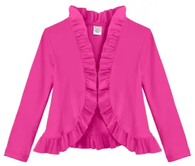 Girls Soft Cotton Jersey Ruffle Cardigan
