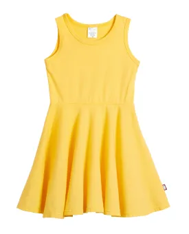 Girls Soft Cotton Jersey Twirly Tank Dress  | Yellow