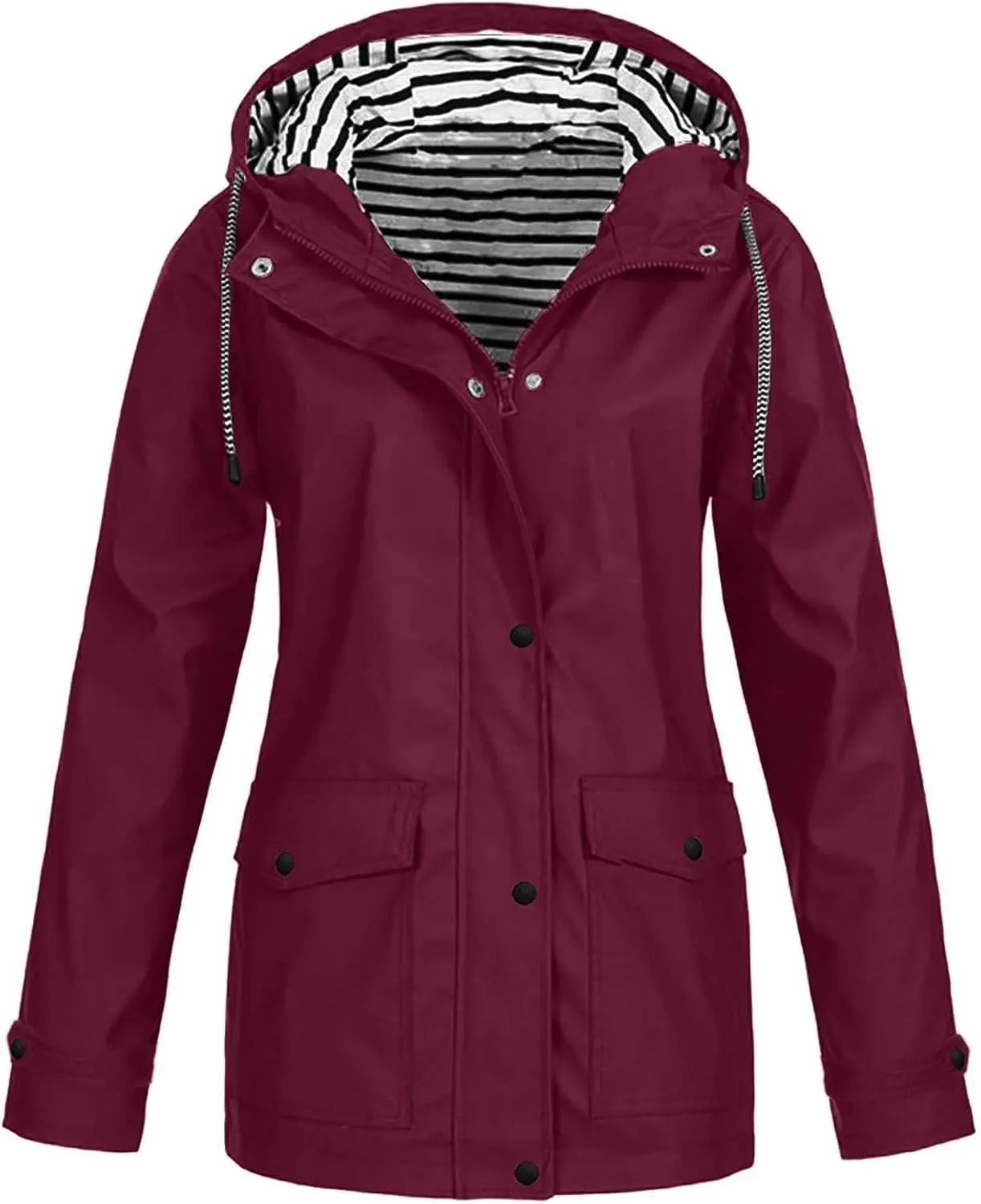 GOFULY Womens Rain Coats With Hood Waterproof Fleece Zip Up Lightweight Rain Jacket With Pocket Fall Winter Windbreaker