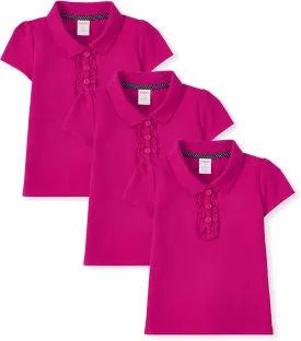 Gymboree Girls' and Toddler Short Sleeve Ruffle Polo Shirt Multipack