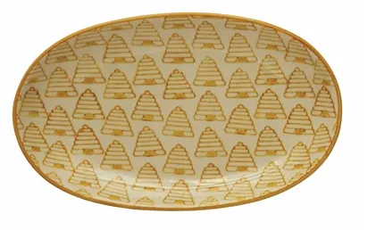 Hand-Stamped Stoneware Plate, Four Styles