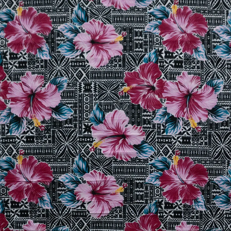 Hibisicus on traditional Tapa Fabric | Polyester