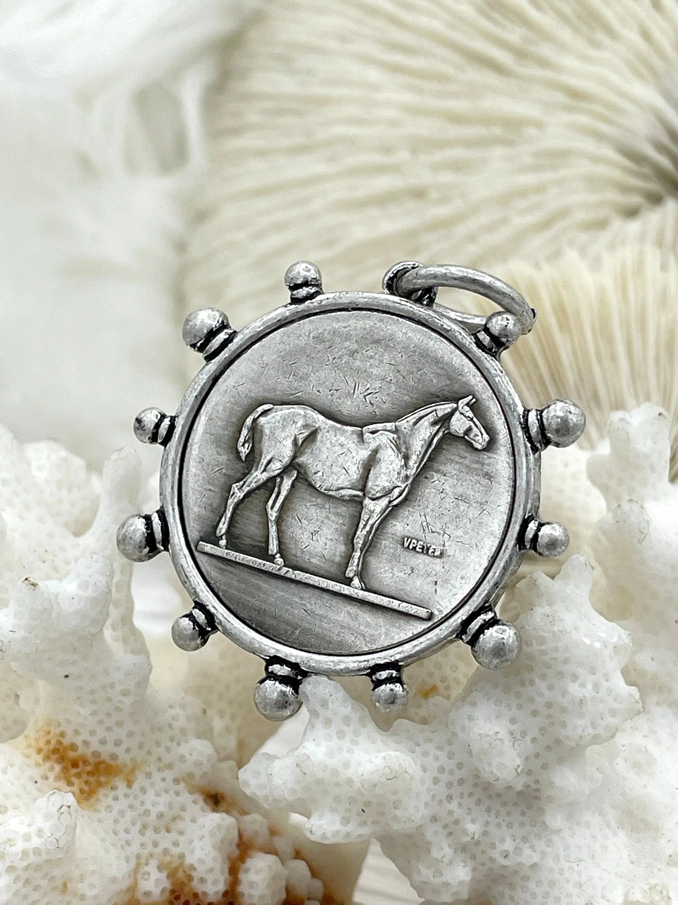 Horse Coin Pendant, Coin Pendant, Equestrian Pendant, Equestrian Coin, Coin Bezel, Art Deco Coin, Replica Coin, Horse Coin Fast Ship