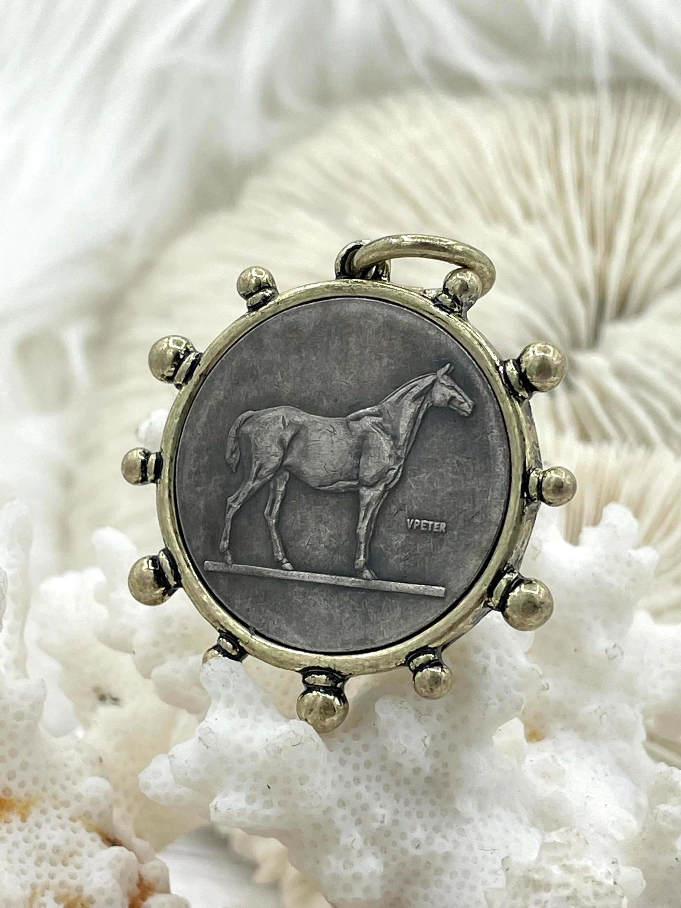 Horse Coin Pendant, Coin Pendant, Equestrian Pendant, Equestrian Coin, Coin Bezel, Art Deco Coin, Replica Coin, Horse Coin Fast Ship