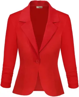 Hybrid & Company Women's Lightweight Casual Work Office Stretch Ponte Cardigan Blazer Jacket Made in USA