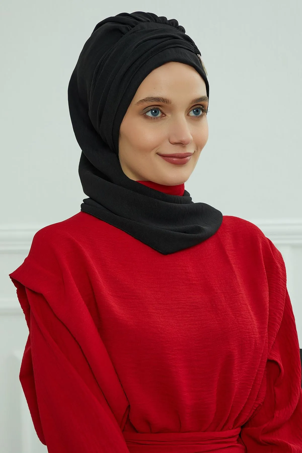 Instant Turban Lightweight Aerobin Scarf Head Turbans with Gorgeous Gold Accessory For Women Headwear Stylish Elegant Design,HT-94