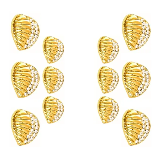Intricate Seashell Design Metal Buttons (6 Big   6 Small)