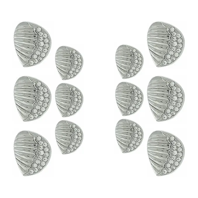 Intricate Seashell Design Metal Buttons (6 Big   6 Small)