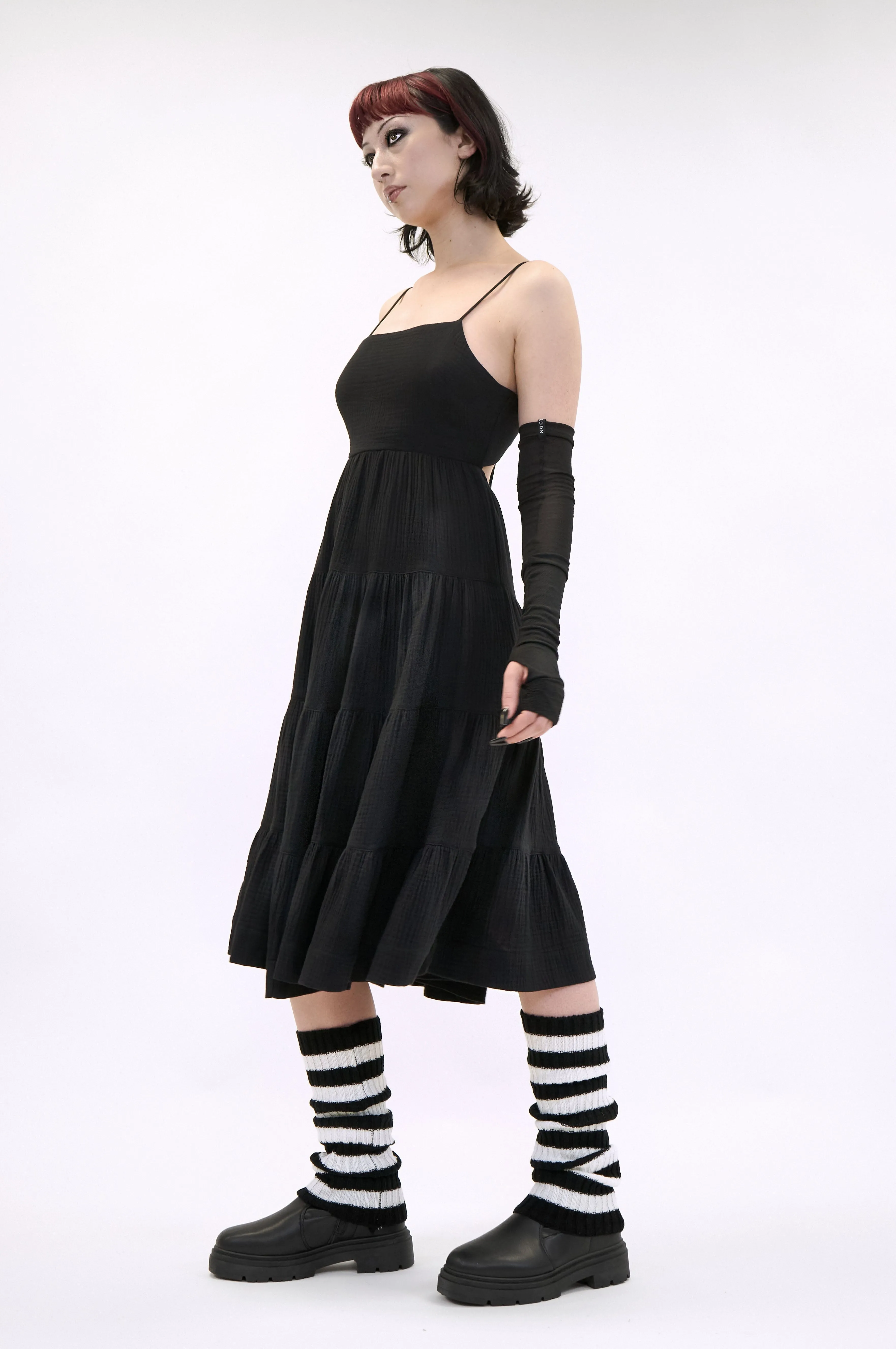 Kate Tiered Gauze Dress - BLACK [Last S, M, L]