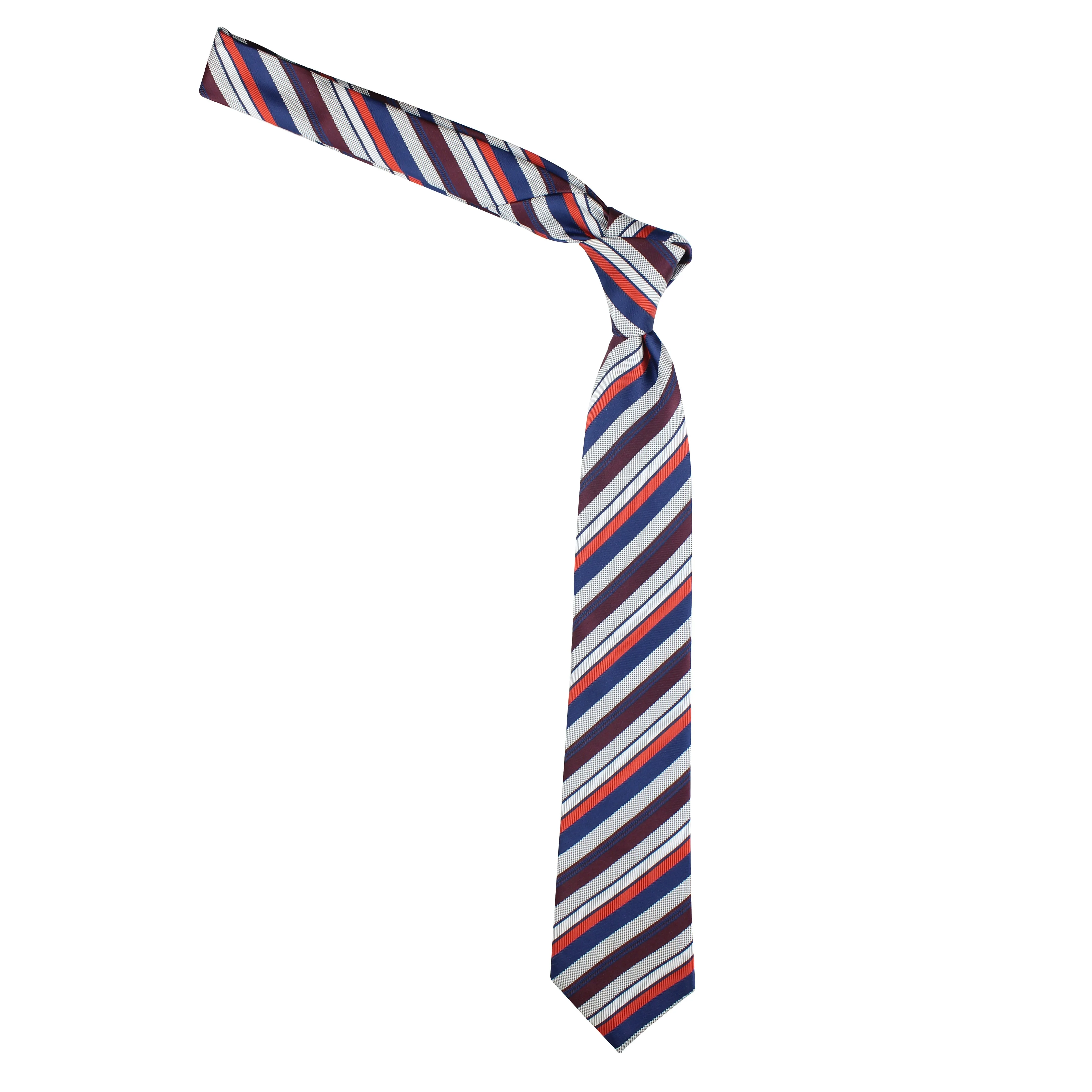 Kovove Classy Blue Striped Necktie and Pocket Square Gift Box