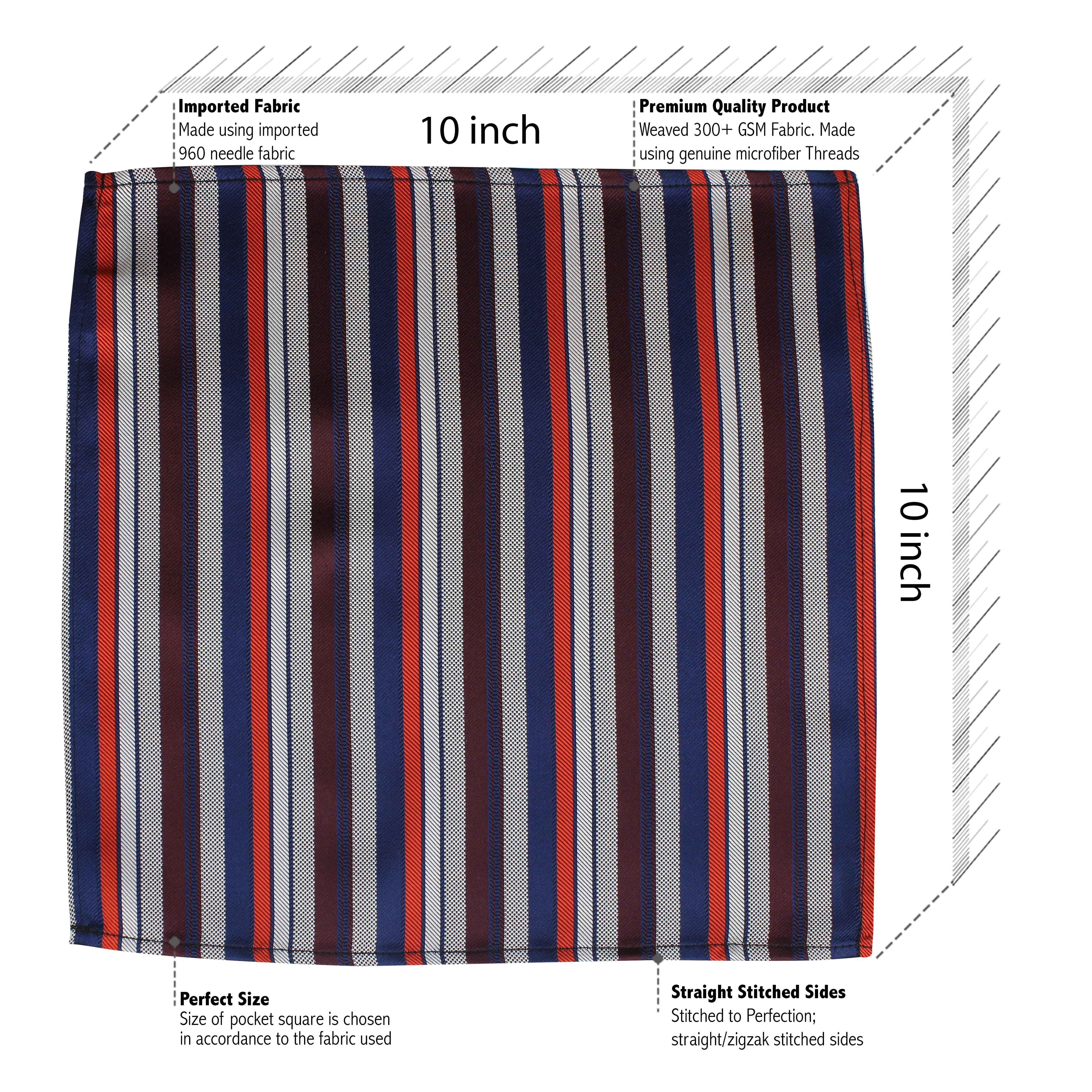 Kovove Classy Blue Striped Necktie and Pocket Square Gift Box