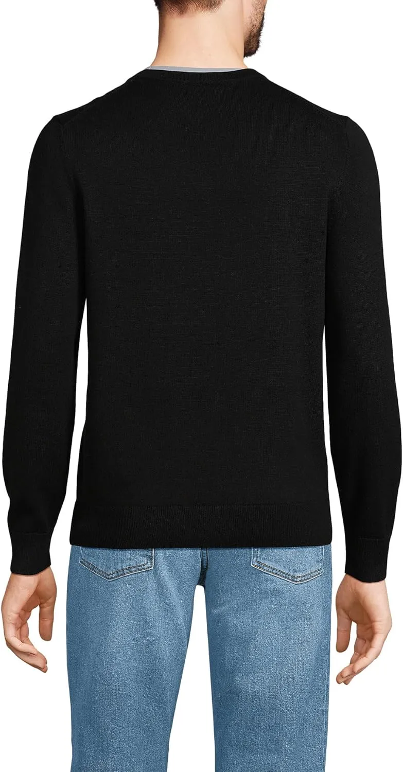 Lands' End Men's Fine Gauge Cotton V Neck Sweater