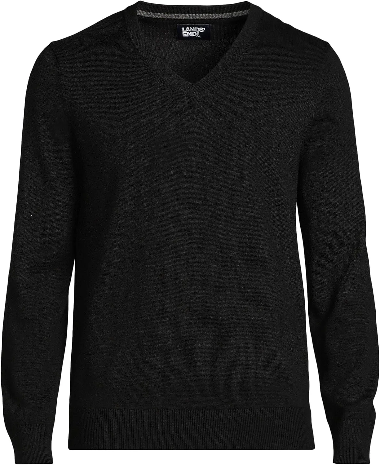 Lands' End Men's Fine Gauge Cotton V Neck Sweater