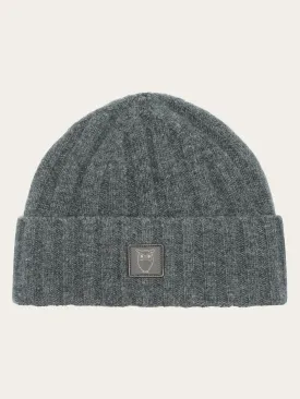 Low wool 5x4 rib beanie - RWS - Dark Grey Melange