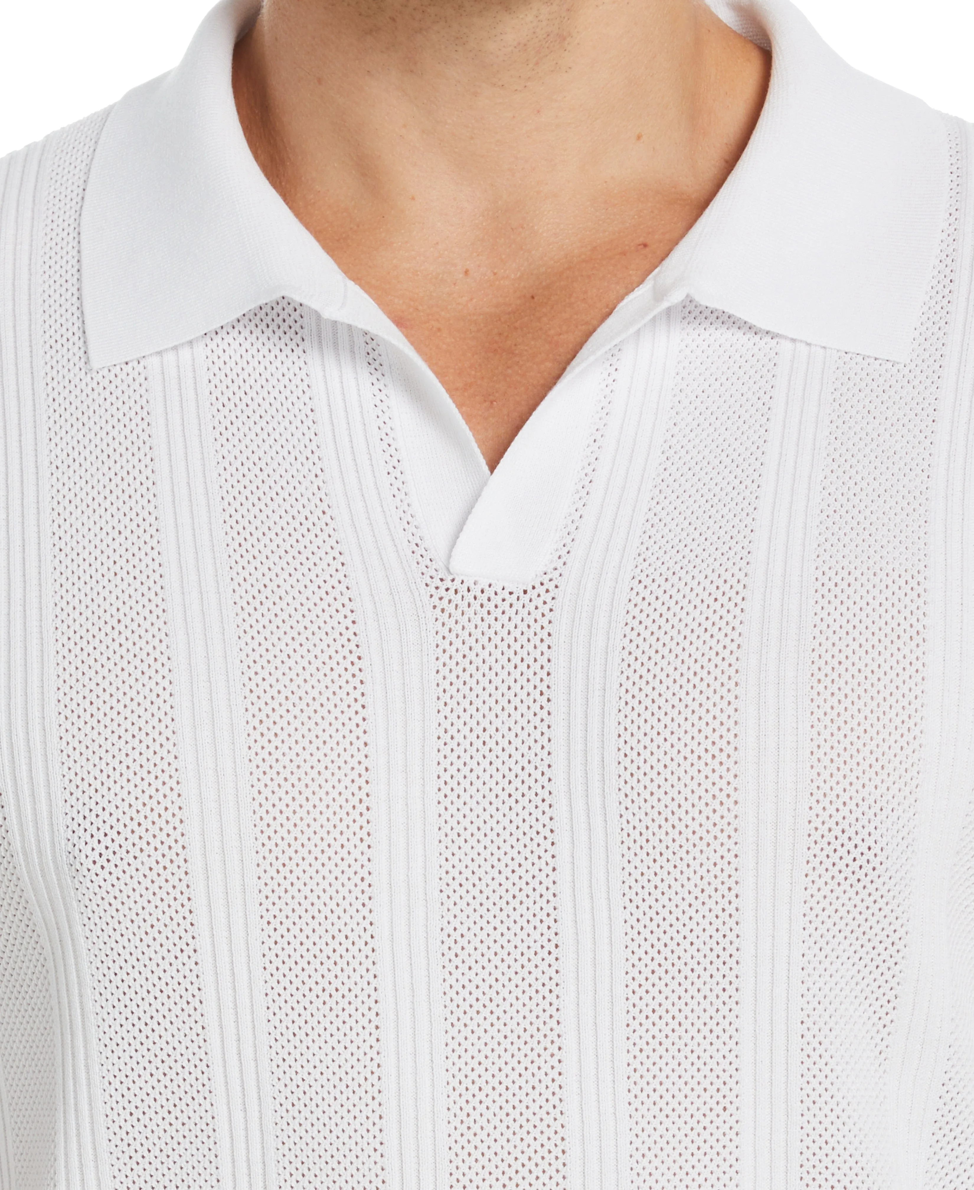 Mesh Stripe Polo Sweater