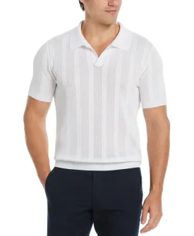 Mesh Stripe Polo Sweater