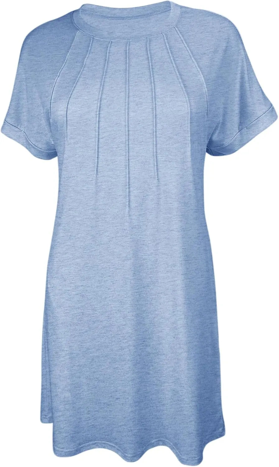 Minclouse Women's Casual Cap Short Sleeves Mini Dresses Cute Pleated T Shirt Dress with Pockets