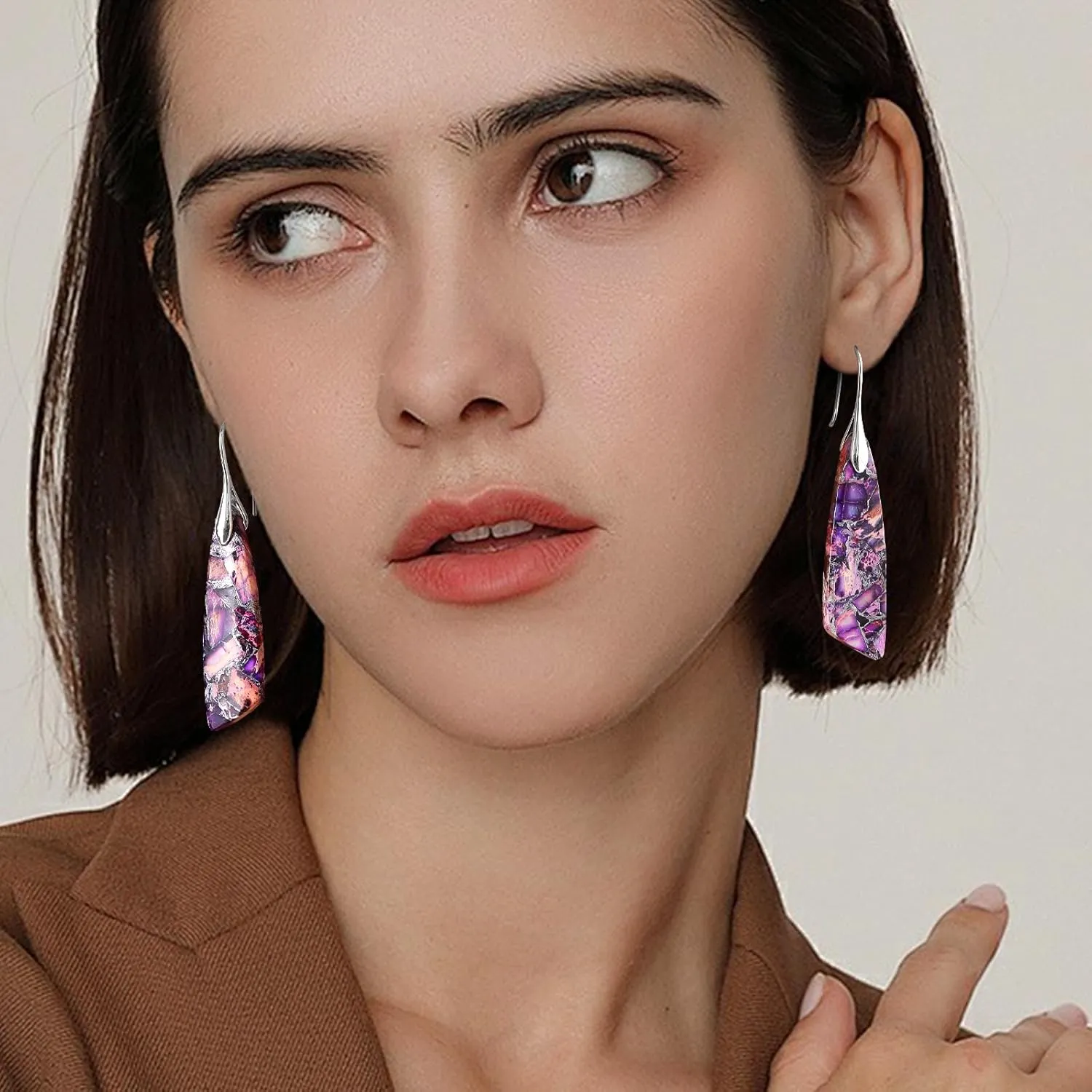 MJartoria Stone Earrings for Women Trendy Vintage Dangle Earrings Drop Earrings Statement Earrings Jewelry Gifts