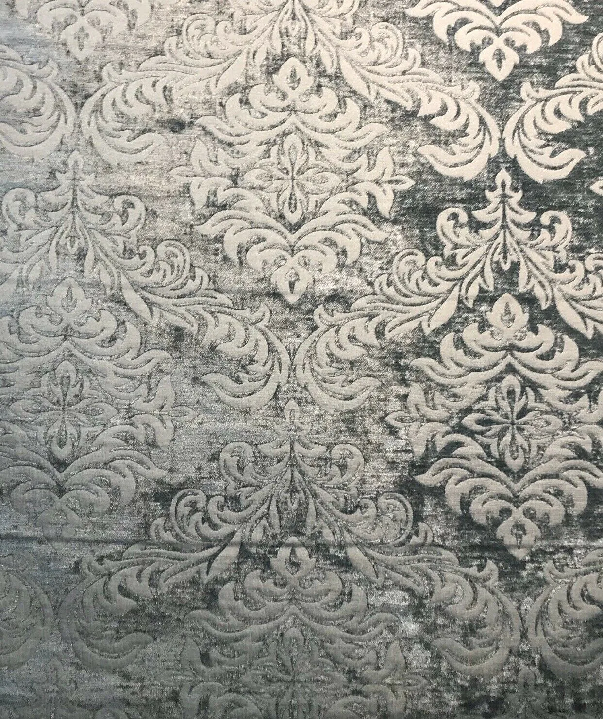 NEW Duke Albert Double Sided Burnout Chenille Velvet Fabric- Gray Upholstery Medallion