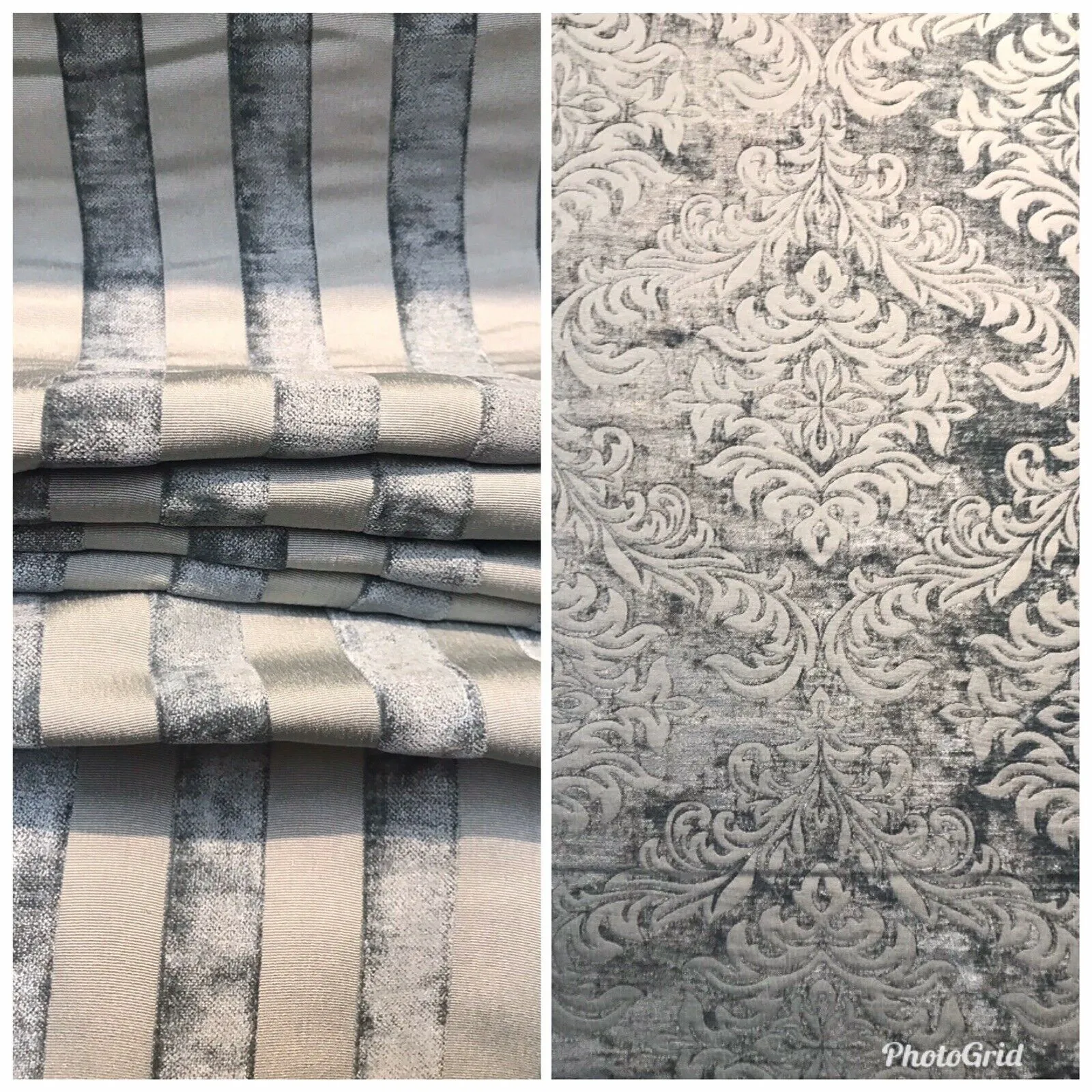 NEW Duke Albert Double Sided Burnout Chenille Velvet Fabric- Gray Upholstery Medallion