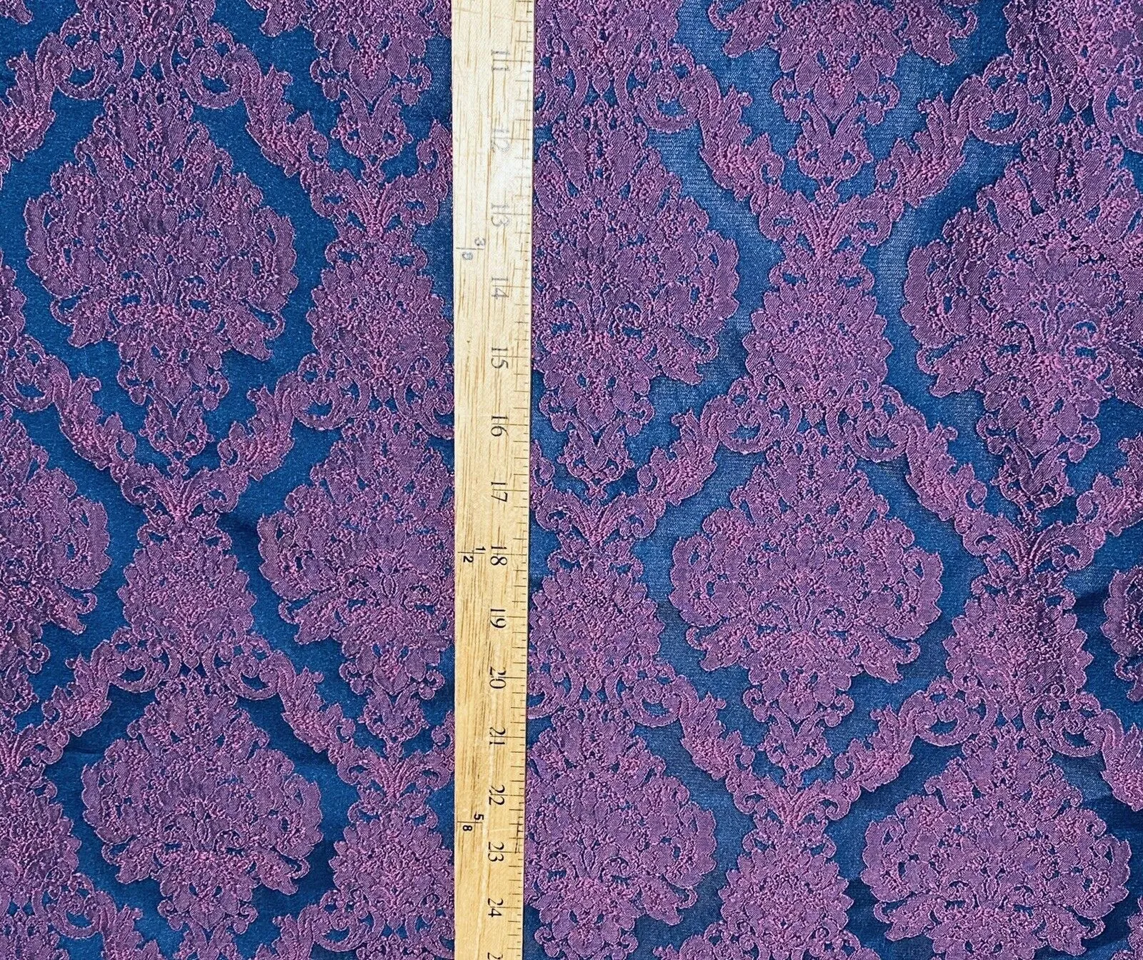 NEW Princess Giselle Designer Medallion Satin Drapery Upholstery Fabric - Fuchsia Pink & Navy Blue