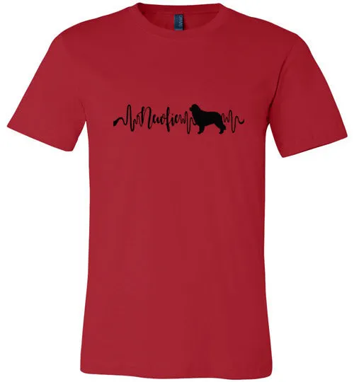Newfie Heartbeat Unisex Short Sleeve Shirt Black