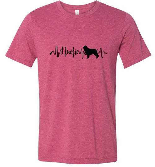 Newfie Heartbeat Unisex Short Sleeve Shirt Black