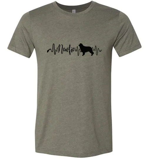 Newfie Heartbeat Unisex Short Sleeve Shirt Black