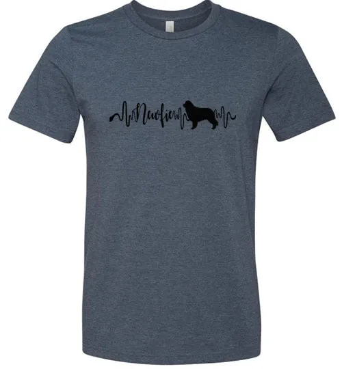 Newfie Heartbeat Unisex Short Sleeve Shirt Black