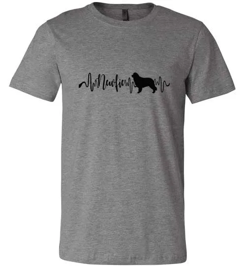 Newfie Heartbeat Unisex Short Sleeve Shirt Black