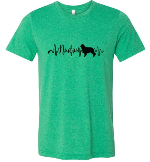 Newfie Heartbeat Unisex Short Sleeve Shirt Black