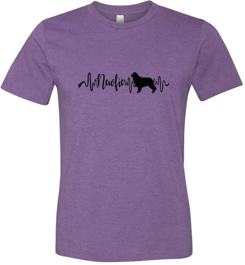 Newfie Heartbeat Unisex Short Sleeve Shirt Black