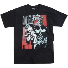 One For All Deku and All Might Black Tee